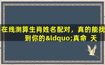 在线测算生肖姓名配对，真的能找到你的“真命  天子”吗